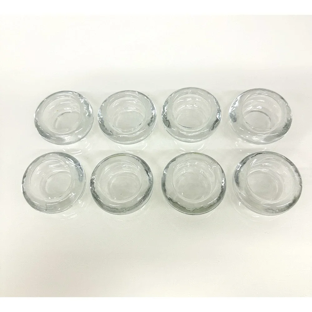 Heavy Glass Round Tea Light Candle Holders Mid Century Modern Art DECO Lot of 8